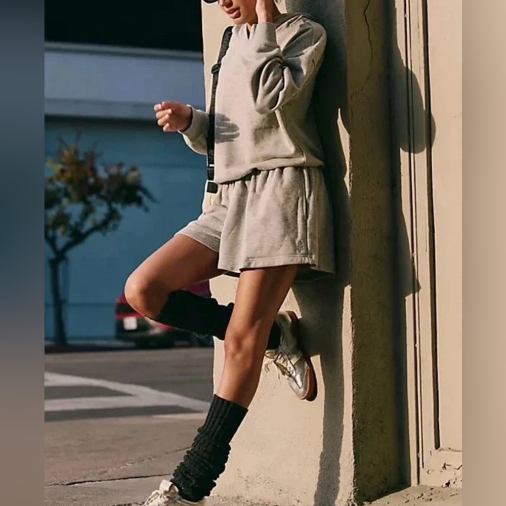 NEW Free People FP Movement Such A Flirt Hooded Romper heather Gray size XS